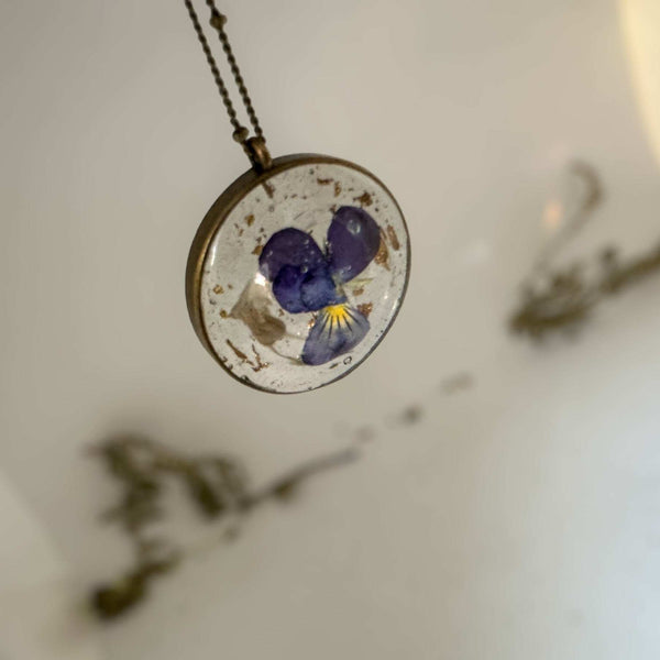 Pansy Flower Pendant - Purple Bloom Nature Inspired Handmade Necklace