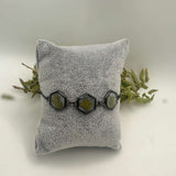 Black Forest: Black Hexagon Handmade Trio Bracelet with Botanicals