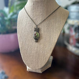 Enchanting Owl Mushroom Forest Pendant - Dried Ferns and Mushrooms