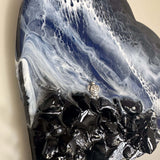 Ocean Black Seas Epoxy Resin Heart - Love of the Dark Seas Series