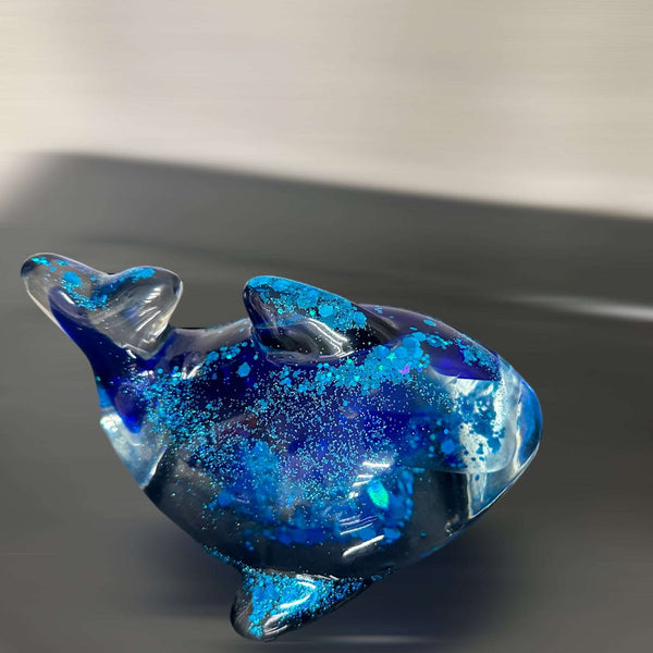 Whimsical Whale: Ocean Insipred Resin Seaglass Whale Sculpture
