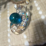 Blue Quartz Crystal Handmade Resin Sphere Hand - Seaside Harmony