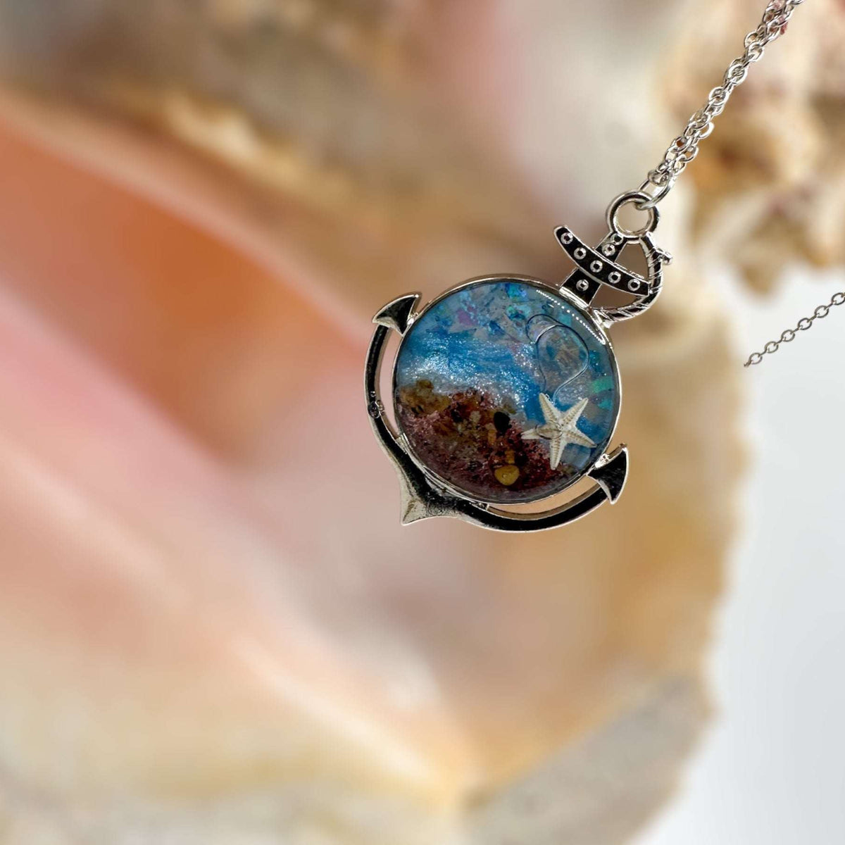 Anchors Away: Ocean-Inspired Pendants with Real Seashells & Sand