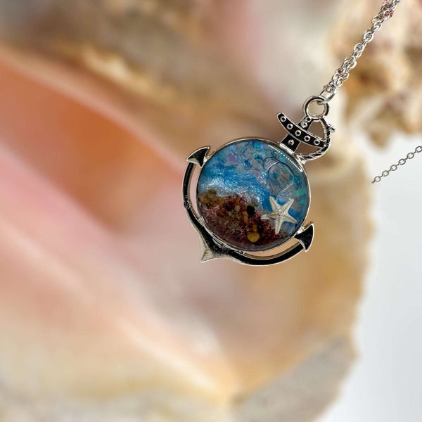 Anchors Away: Ocean-Inspired Pendants with Real Seashells & Sand