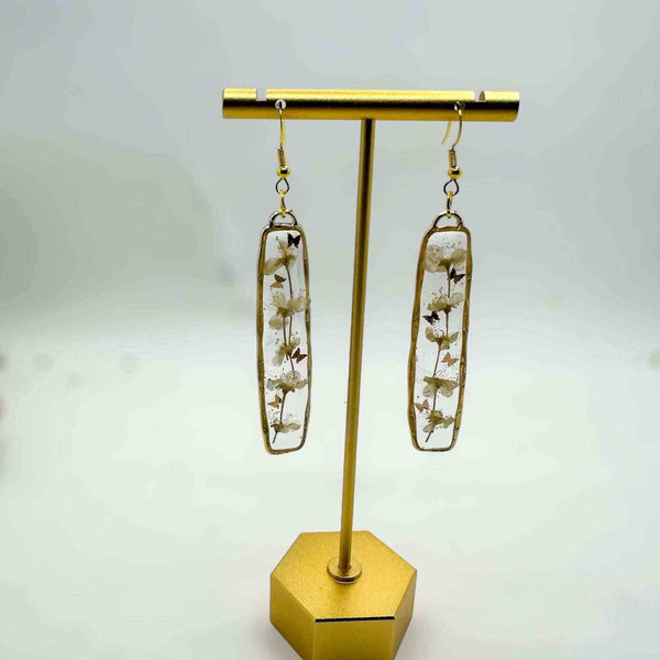 Bloom Cascade Earrings - Minimalistic Meets Boho - Pressed Flower