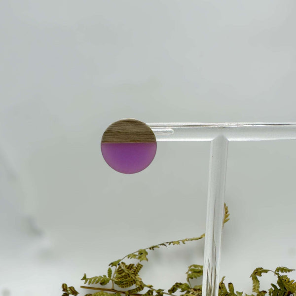 Boho Wood & Resin Stud Earrings - Bohemian Wood and Resin Earrings