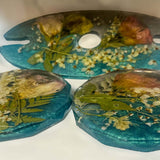 Wine Glass Caddy with 2 Coasters -GardenThemed Handmade Resin Set