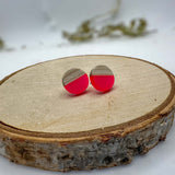 Boho Wood & Resin Stud Earrings - Bohemian Wood and Resin Earrings