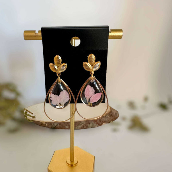 Pink Petal Charm - Handmade Flower Petal Resin Earrings