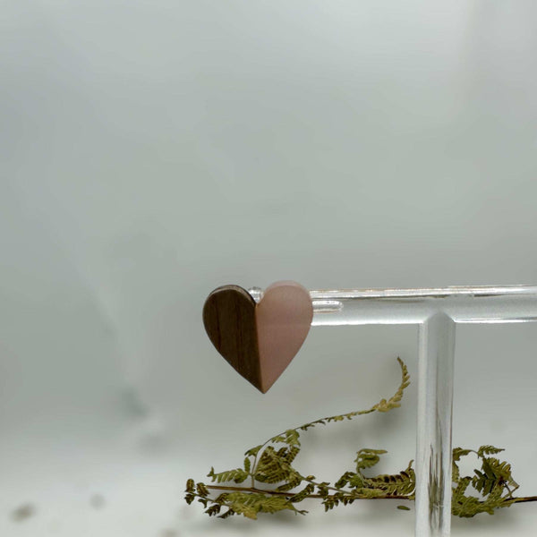 Heartfelt Boho Bliss: Whimsical Wood and Dark Blue Resin Heart Earring