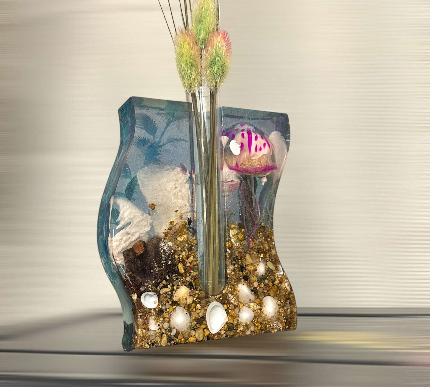 Vase à bourgeons en résine époxy / Station de propagation de décoration intérieure - Sentir les vagues