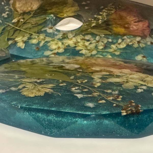 Wine Glass Caddy with 2 Coasters -GardenThemed Handmade Resin Set