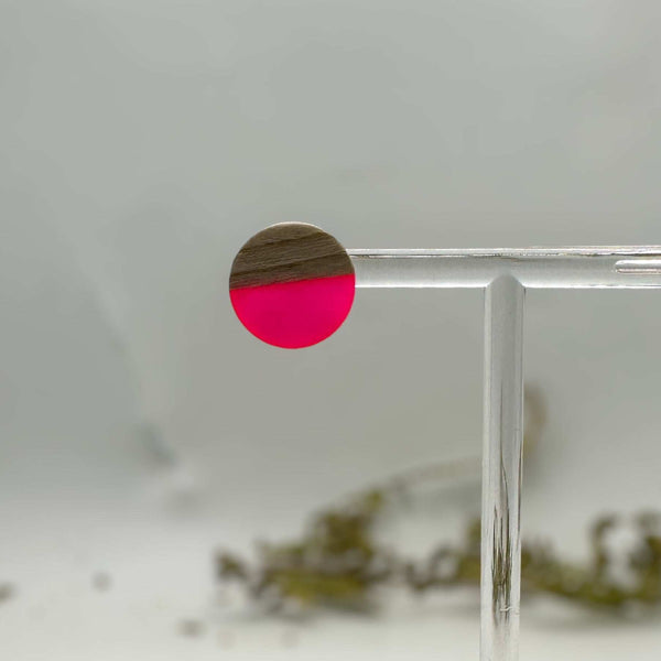 Boho Wood & Resin Stud Earrings - Bohemian Wood and Resin Earrings