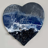 Ocean Black Seas Epoxy Resin Heart - Love of the Dark Seas Series