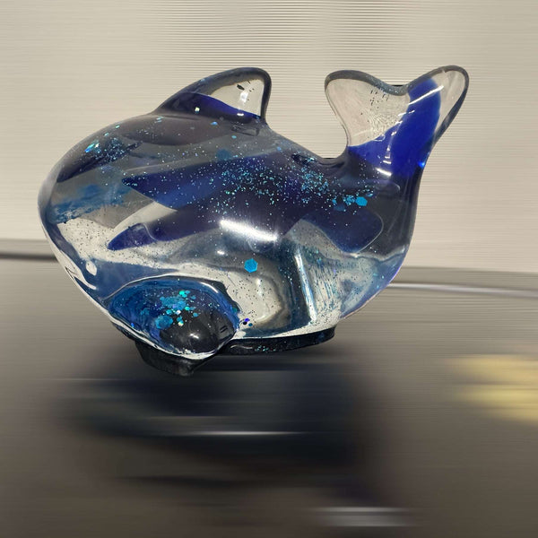 Whimsical Whale: Ocean Insipred Resin Seaglass Whale Sculpture
