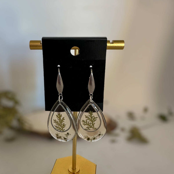 Fern Forest Charm - Handmade Botanical Resin Earrings
