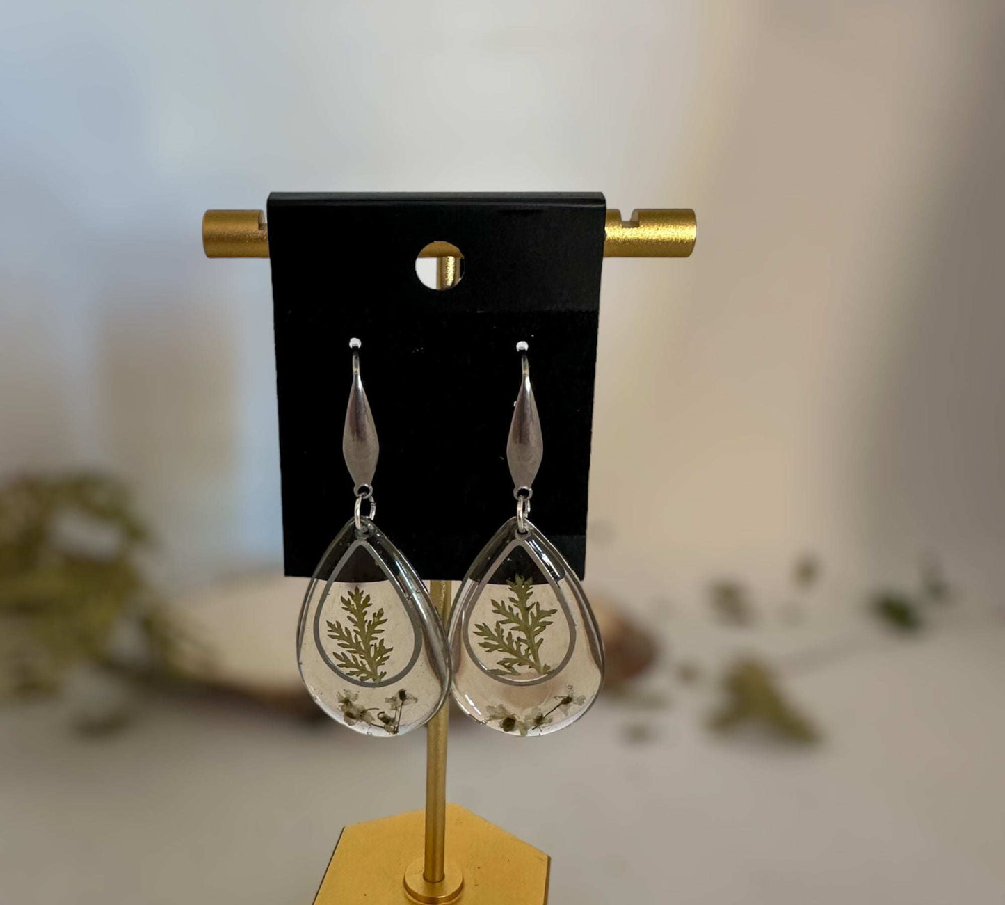 Fern Forest Charm - Handmade Botanical Resin Earrings