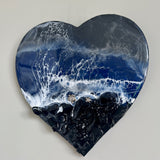 Ocean Black Seas Epoxy Resin Heart - Love of the Dark Seas Series