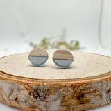 Boho Wood & Resin Stud Earrings - Bohemian Wood and Resin Earrings