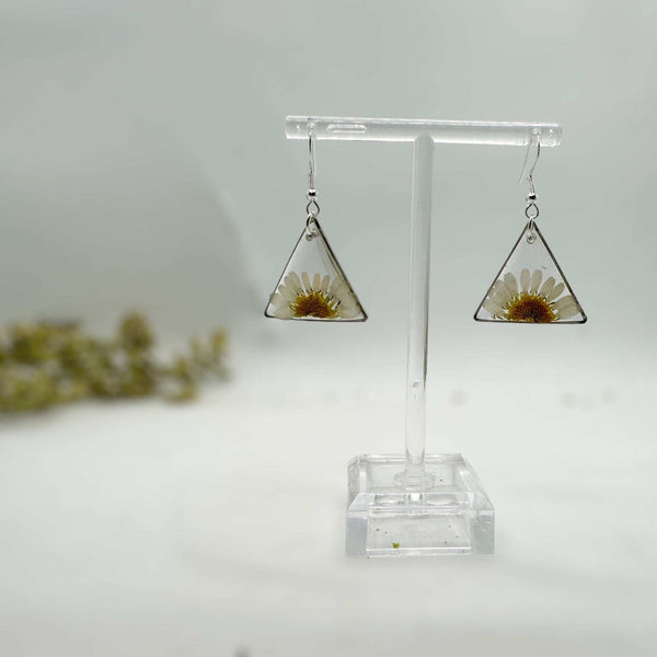 Daisy Charm - Handmade Pressed Flower Petal Resin Earrings