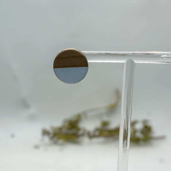 Boho Wood & Resin Stud Earrings - Bohemian Wood and Resin Earrings