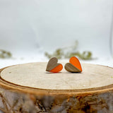 Heartfelt Boho Bliss: Whimsical Wood & Orange Resin Heart Earrings