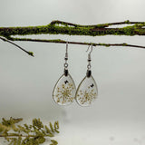 White Blossom Charm - Handmade Pressed Flower Resin Earrings