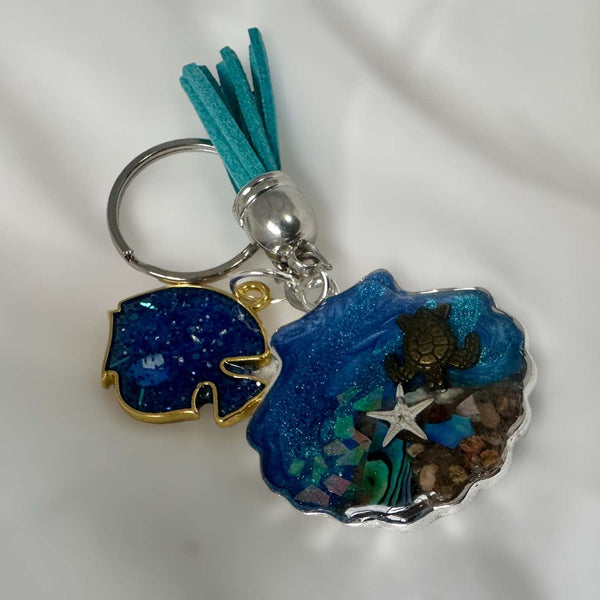 Ocean-Inspired Seashell Bag Charm & Keychain: Handmade Coastal Charm