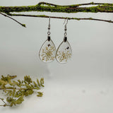 White Blossom Charm - Handmade Pressed Flower Resin Earrings