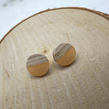 Boho Wood & Resin Stud Earrings - Bohemian Wood and Resin Earrings