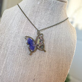 Butterfly Pendant - Dried Flowers & Petals with Mother of Pearl 