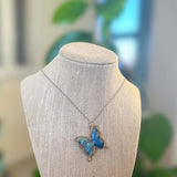 Butterfly Pendant - Dried Flowers & Petals with Mother of Pearl 