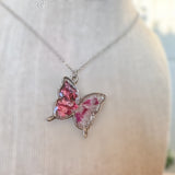 Butterfly Pendant - Dried Flowers & Petals with Mother of Pearl 