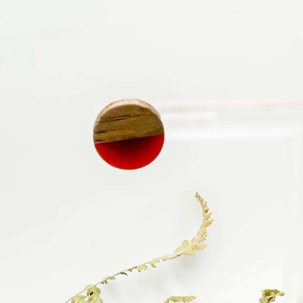 Boho Wood & Resin Stud Earrings - Bohemian Wood and Resin Earrings