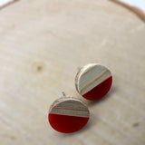 Boho Wood & Resin Stud Earrings - Bohemian Wood and Resin Earrings