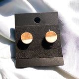 Boho Wood & Resin Stud Earrings   - White & Wood Boho Hippie Earrings