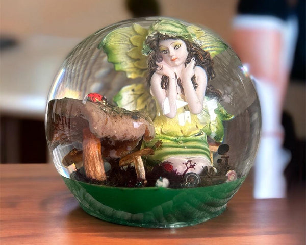 Fairy Resin Sphere: Whimsical Forest Delight with Glowing Base
