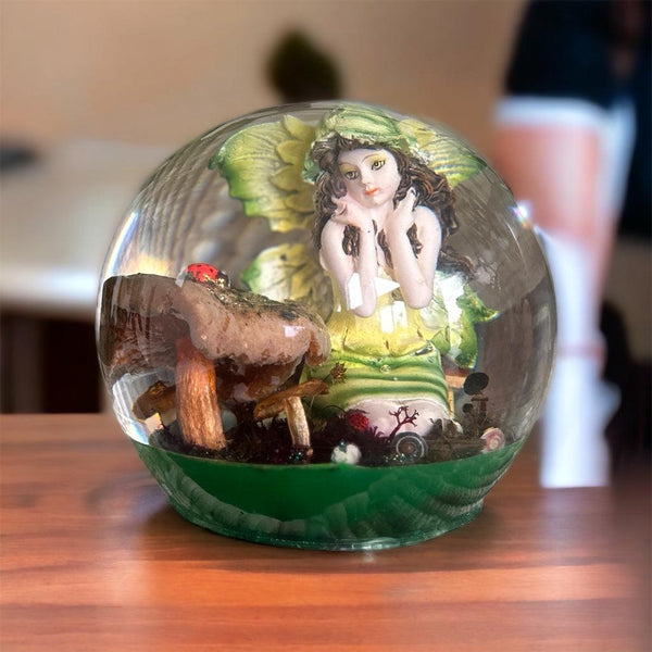 Fairy Resin Sphere: Whimsical Forest Delight with Glowing Base