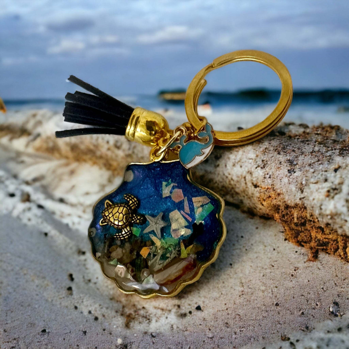 Keychain Handmade with Resin -  Carry a Piece of the Sea with You