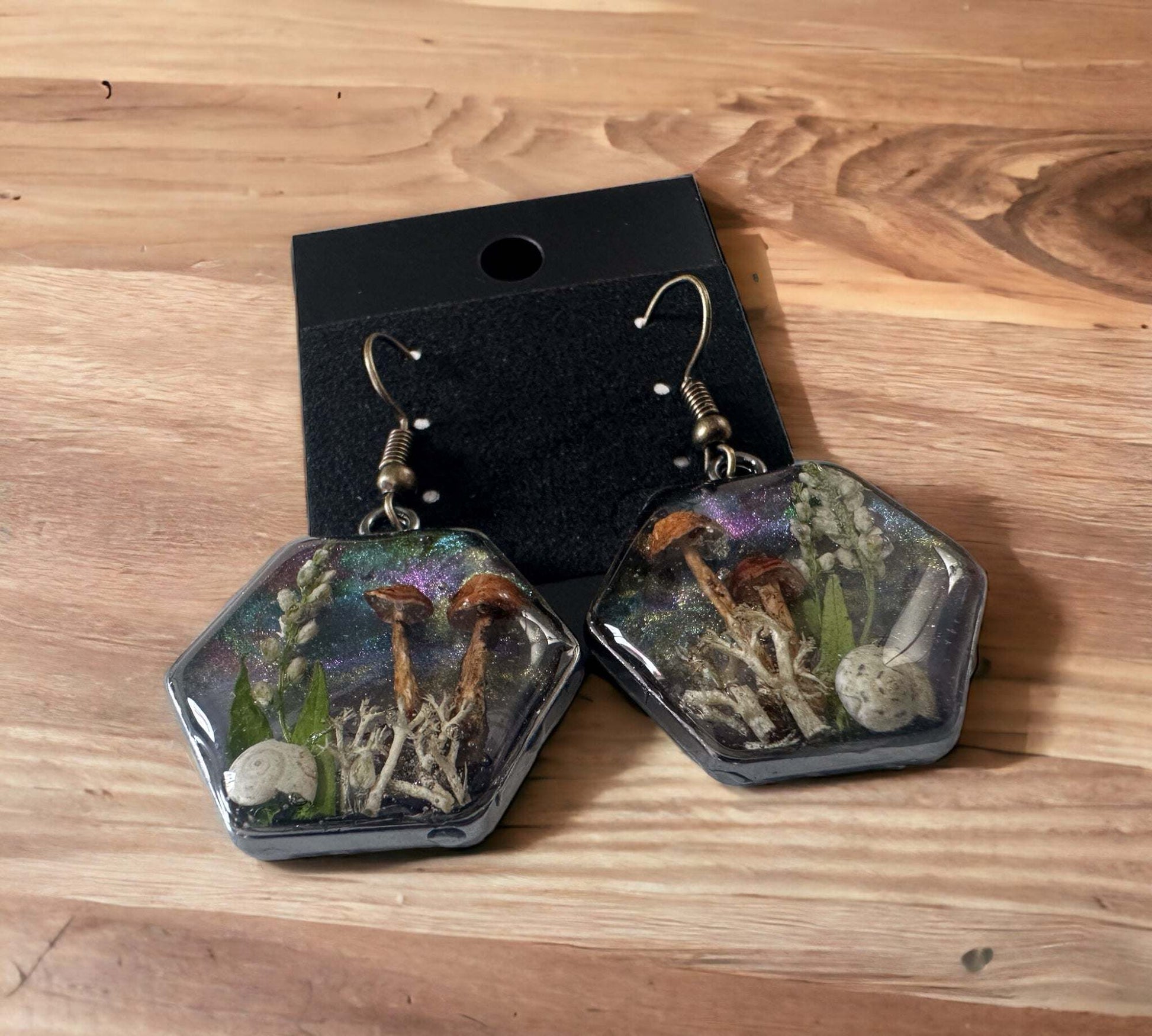 Mushroom Magic in the Forest: Whimsical Botanical Earring Set 