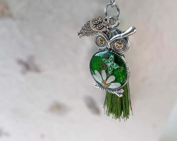 Owl Themed Pressed Flower Bookmark Whimsical Garden Pressed Flowers