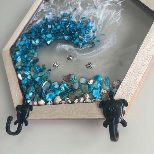 Turtle Waves - Handcrafted Mother of Pearl Resin Wave-Functional Decor