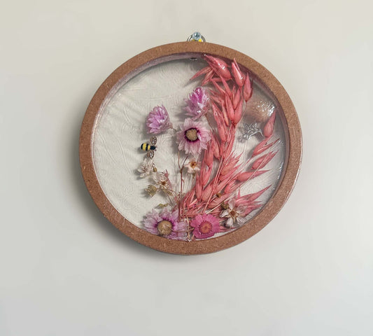 Suncatcher Wall Decor - Pretty in Pink Pressed Floral Rustic Charm