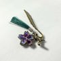 Bookmark - Flower Petal Bookmark with Hummingbird Charms