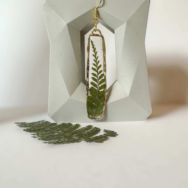 Fern Cascade Earrings - Minimalistic Meets Boho Style - Pressed Ferns