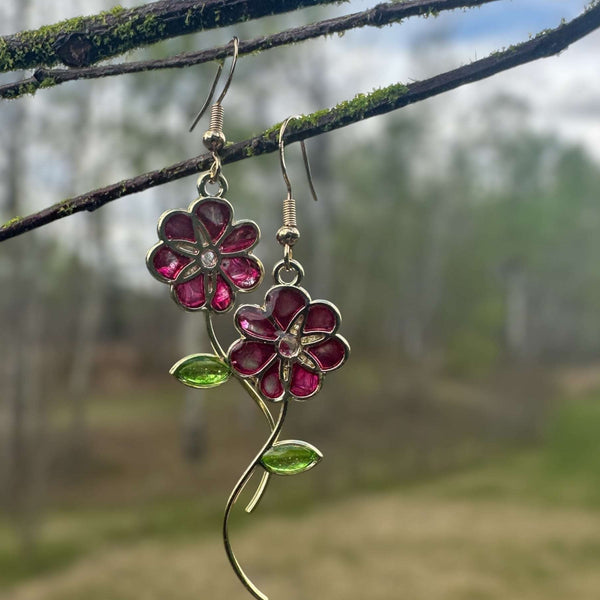 Handmade Quartz Blossom Resin Earrings - Bloom with Nature's Energy