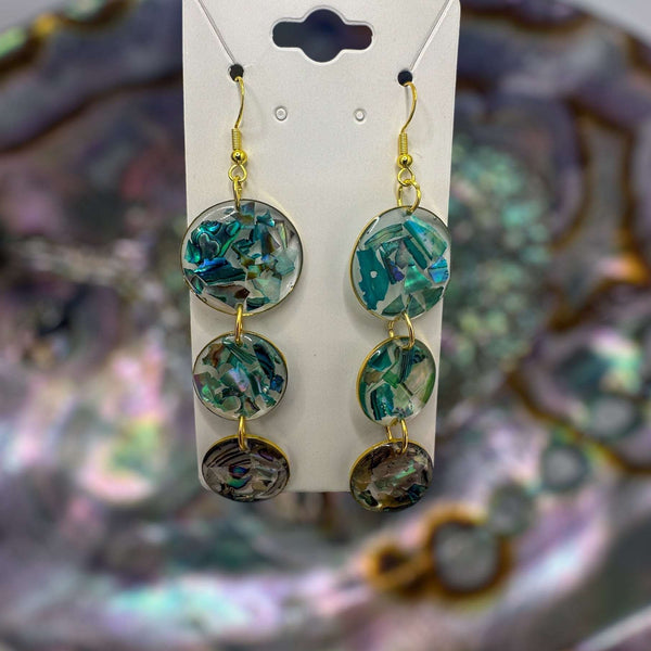 Ocean Cascading Shell Earrings - Handmade 3-Tier Abalone Shells