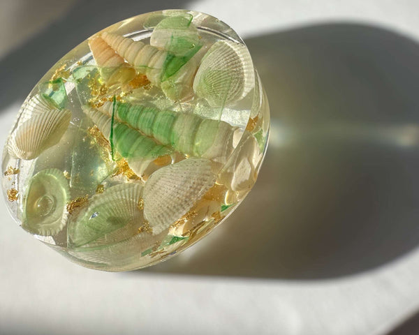 Seaside Serenity Epoxy Resin Coasters - Coastal Seashell Home Decor 