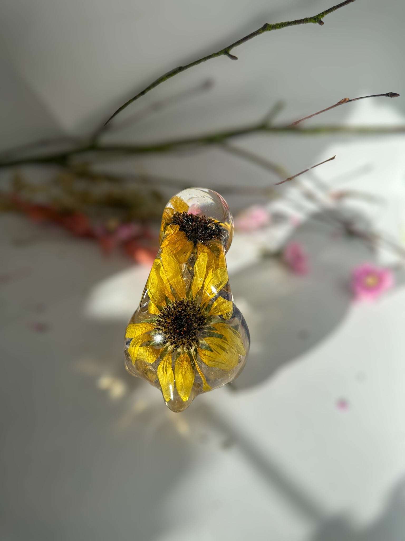 Sunflower Bunny: Handcrafted Resin Bunny with Real Sunflowers