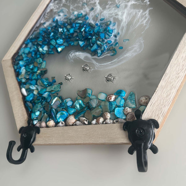 Turtle Waves - Handcrafted Mother of Pearl Resin Wave-Functional Decor